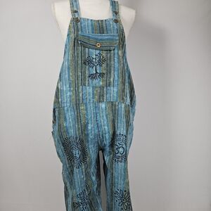 Rising Internatonal rare one-of-a-kind striped overalls size large